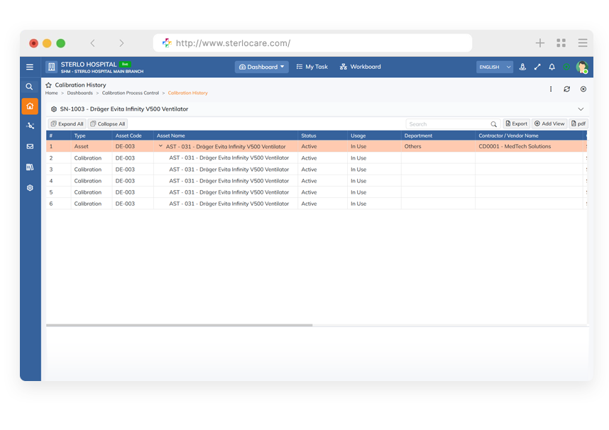 Centralized calibration tracking